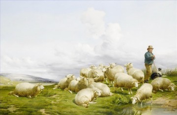 Thomas Sidney Cooper Pastor con ovejas 1868 Pinturas al óleo
